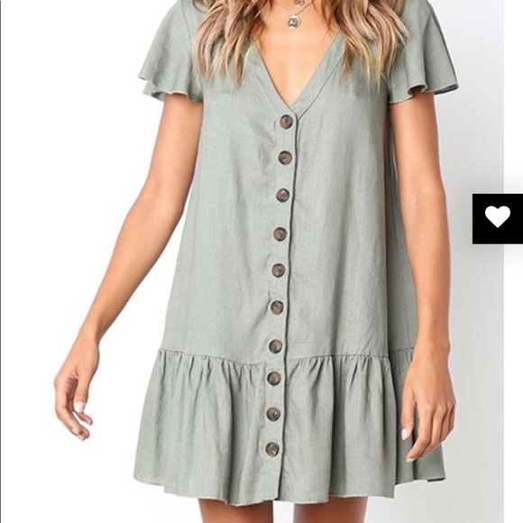 Dresses & Skirts - Light Green Buttons Light Mini Dress